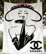 Chanel Elegant Lady with Hat Flannel Throw Blanket IMG_6682